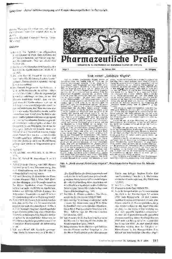 Vorschauseite 5: Arzneimittelversorgung und Entwicklung der Krankenhausapotheken Österreichs in der ersten Hälfte des 20. Jahrhunderts