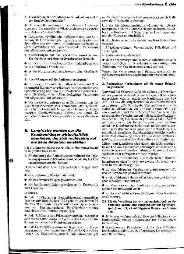 Vorschauseite 2: Auswirkungen des GSG und Handlungsbedarf der Krankenhausträger