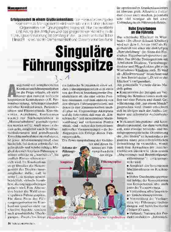 Vorschauseite 1: Singuläre Führungsspitze Erfolgsmodell in einem Großkrankenhaus