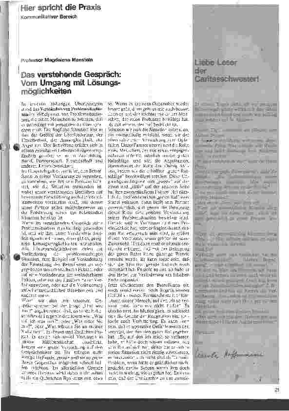 Vorschauseite 1: Das verstehende Gespräch Vom Umgang mit Lösungsmöglichkeiten