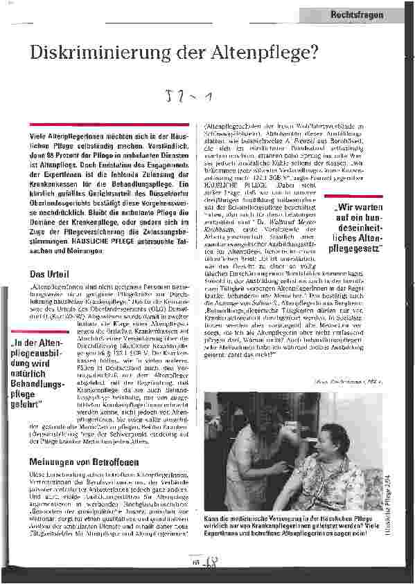 Vorschauseite 1: Diskriminierung in der Altenpflege?