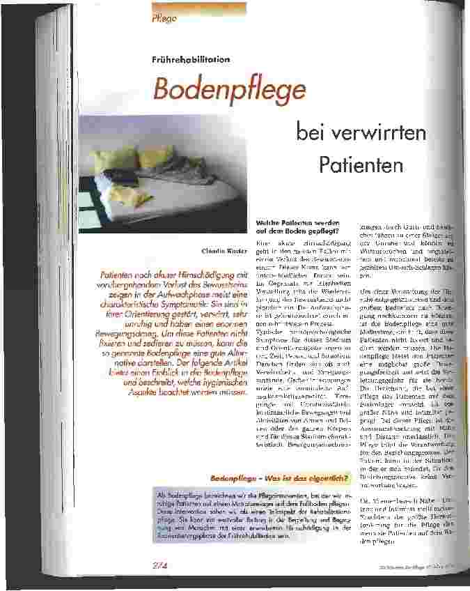 Vorschauseite 1: Bodenpflege bei verwirrten Patienten