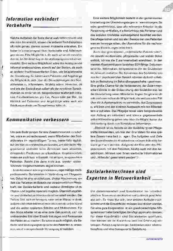 Vorschauseite 2: Nur GewinnerBewusste Zusammenarbeit zwischen Pflegeund Sozialdienst tut den Patienten und ihren Wegbegleitern gut