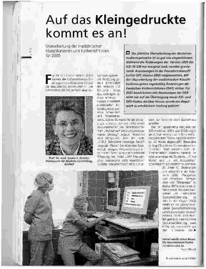 Vorschauseite 1: Auf das Kleingedruckte kommt es an! Überarbeitung der medizinischen Klassifikationen und Kodierrichtlinien für 2005