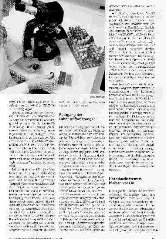 Vorschauseite 2: Panikartige EinsparmaßnahmenDas Krankenhauslabor in einem sich wandelnden Umfeld