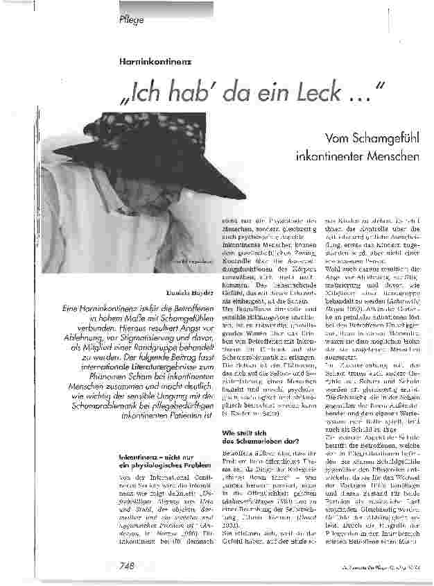Vorschauseite 1: Ich hob da ein Leck ...Vom Schamgefühl inkontinenter Menschen