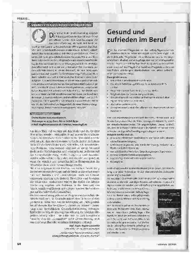 Vorschauseite 3: Pflege für die PflegendenDie Entwicklung neuer Konzepte zur betrieblichen Gesundheitsförderung