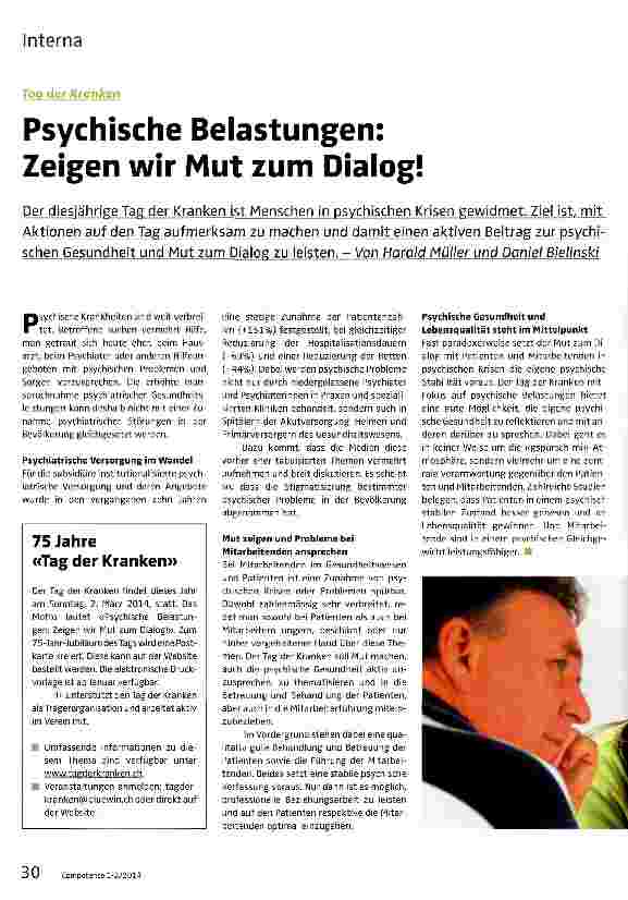 Vorschauseite 1: Psychische Belastungen: Zeigen wir Mut zum Dialog!