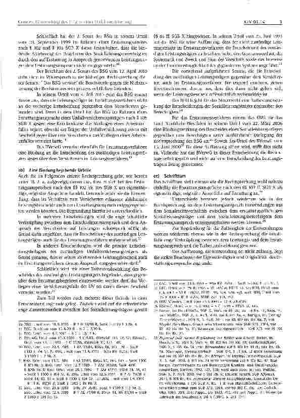 Vorschauseite 3: Einwendung des Trägers der Unfallversicherung aus dem Versicherungsverhältnis gegen einen Erstattungsanspruch der Krankenkasse nach § 105 SGB X?