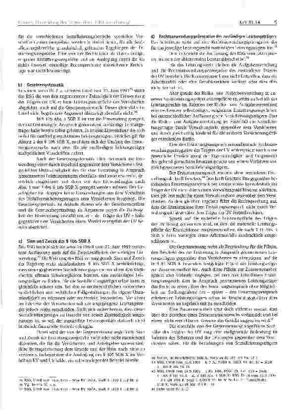 Vorschauseite 5: Einwendung des Trägers der Unfallversicherung aus dem Versicherungsverhältnis gegen einen Erstattungsanspruch der Krankenkasse nach § 105 SGB X?
