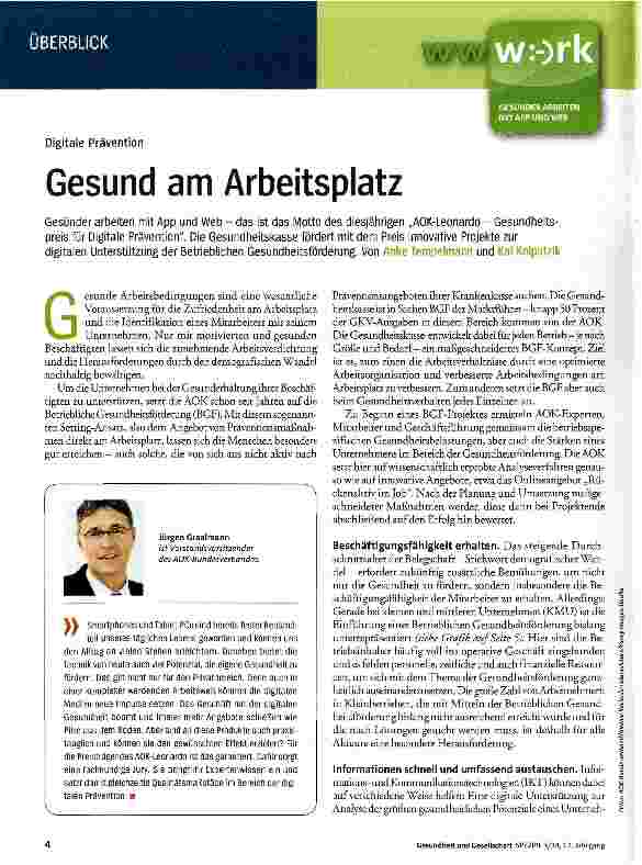 Vorschauseite 1: Digitale PräventionGesund am Arbeitsplatz