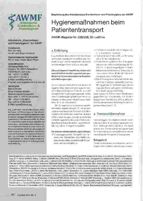 Vorschauseite 1: Hygienemaßnahmen beim Patiententransport