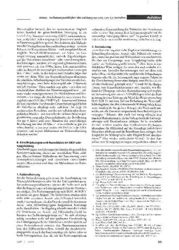 Vorschauseite 2: Verfassungsrechtliche Anforderungen an Leistungsausschlüsse in der GKV - am Beispiel der Gleichheitswidrigkeit des Leistungsausschlusses für Sehhilfen nach§33Abs. 2S. 2SGBVi. V. m…