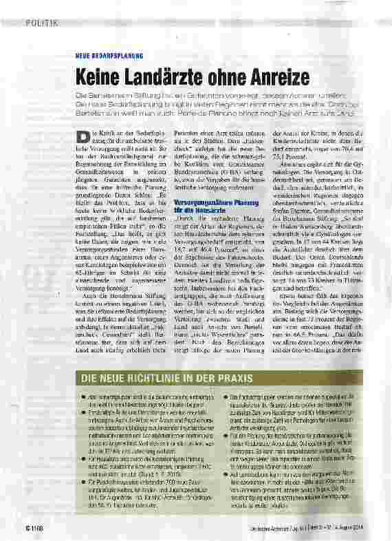 Vorschauseite 1: Keine Landärzte ohne Anreize