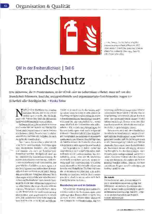 Vorschauseite 1: QM in der Freiberuflichkeit Teil 6 Brandschutz