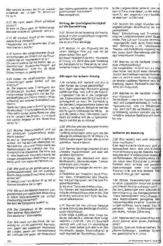 Vorschauseite 2: Prüfungsfragen zur Anästhesie und Intensivmedizin 2. Folge Künstliche Beatmung, Technik, Indikation