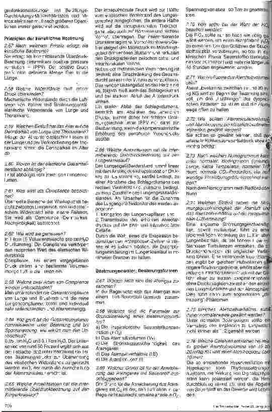 Vorschauseite 4: Prüfungsfragen zur Anästhesie und Intensivmedizin 2. Folge Künstliche Beatmung, Technik, Indikation