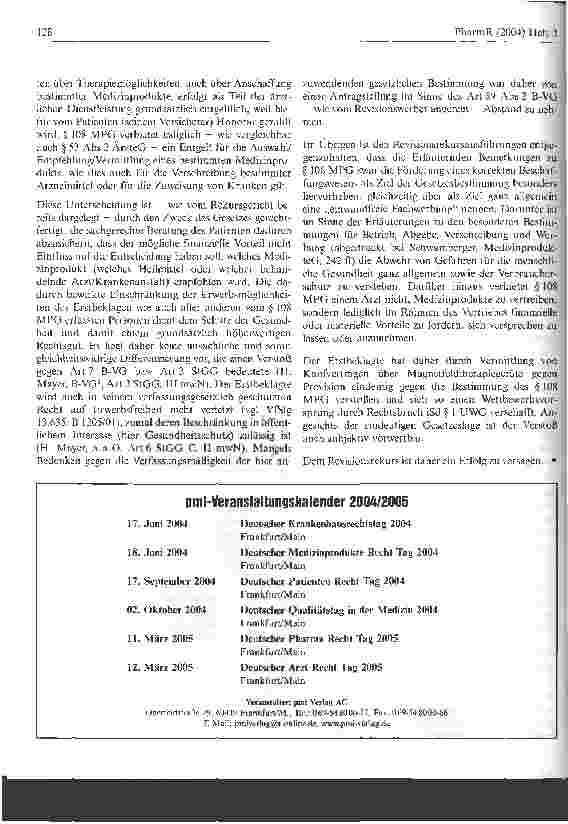 Vorschauseite 3: Zum Vertrieb von Magnetfeldtherapiegeräten Oberster Gerichtshof Wien, Beschluss vom 21. Oktober 2003