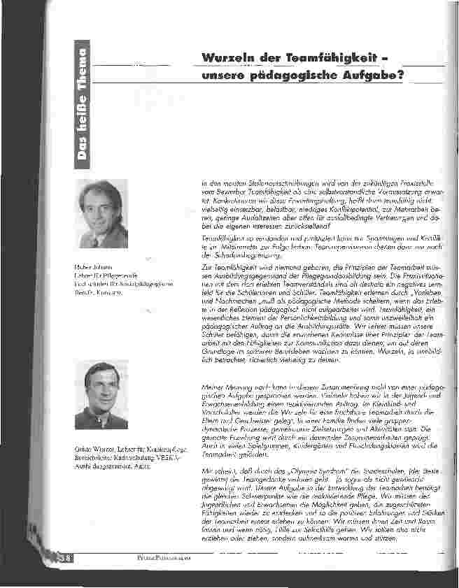 Vorschauseite 1: Wurzeln der Teamfähigkeit - unsere pädagogische Aufgabe? Meinungen