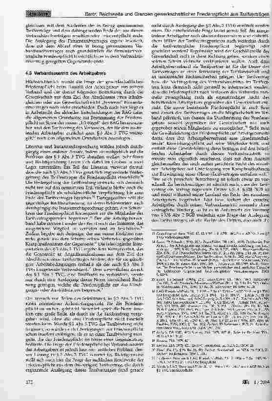 Vorschauseite 3: Reichweite und Grenzen gewerkschaftlicher Friedenspflicht aus Tarifverträgen (Teil II, Ziff. 4 und 5)