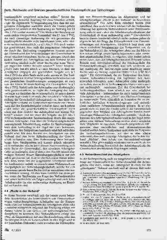 Vorschauseite 4: Reichweite und Grenzen gewerkschaftlicher Friedenspflicht aus Tarifverträgen (Teil II, Ziff. 4 und 5)