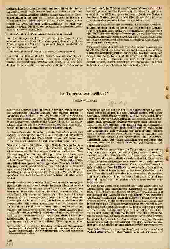 Vorschauseite 1: Ist Tuberkulose heilbar?