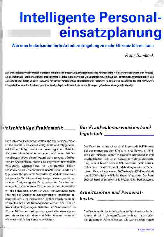 Vorschauseite 1: Intelligente Personaleinsatzplanung Wie eine bedarfsorientierte Arbeitszeitregelung zu mehr Effizienz führen kann