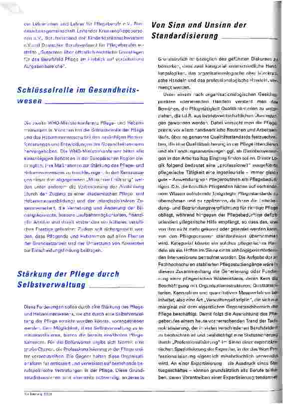 Vorschauseite 2: Vision Pflegekammer Pro und Contra