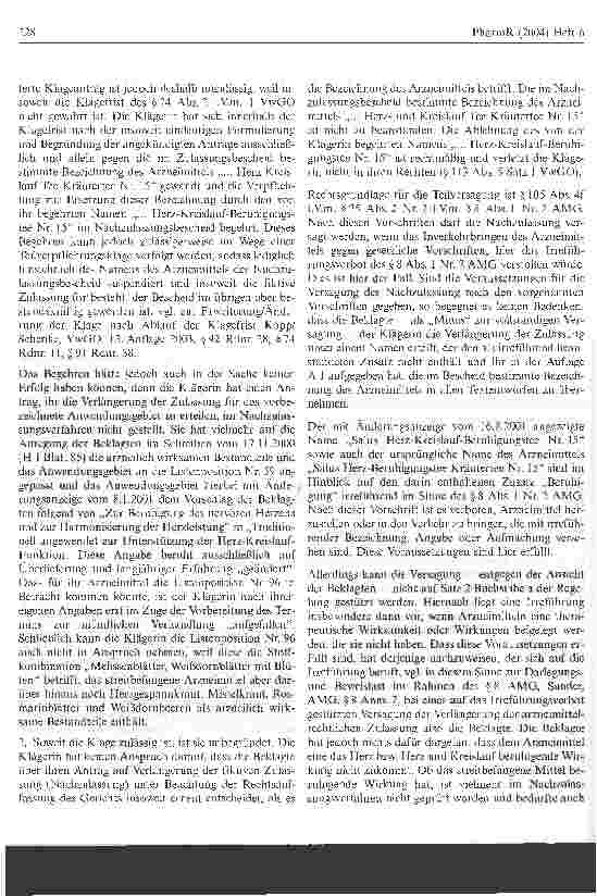 Vorschauseite 4: Herzberuhigung für Kräutertee unzulässigVerwaltungsgericht Köln, Urteil vom 7. April 2004 - 24 K 8164/01