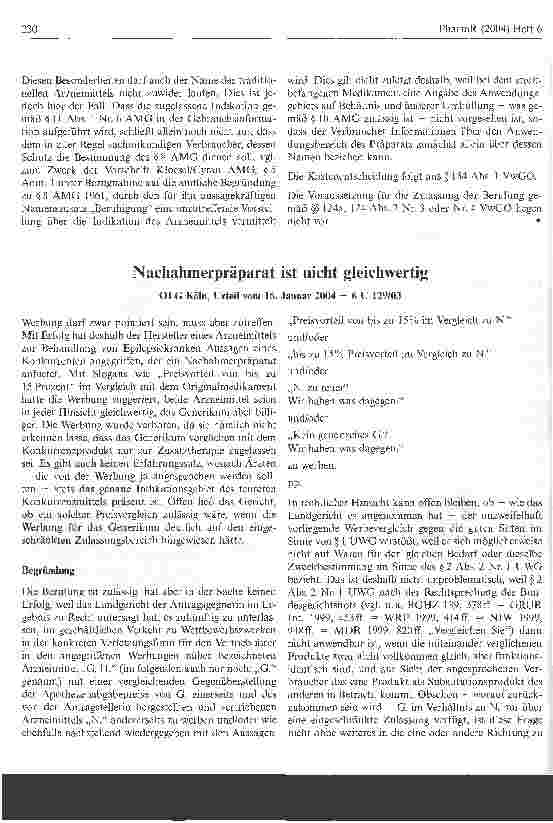 Vorschauseite 6: Herzberuhigung für Kräutertee unzulässigVerwaltungsgericht Köln, Urteil vom 7. April 2004 - 24 K 8164/01