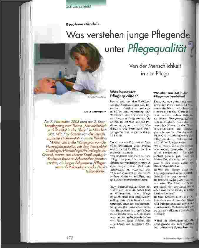 Vorschauseite 1: Was verstehen junge Pflegende unter Pflegequalität? Von der Menschlichkeit in der Pflege