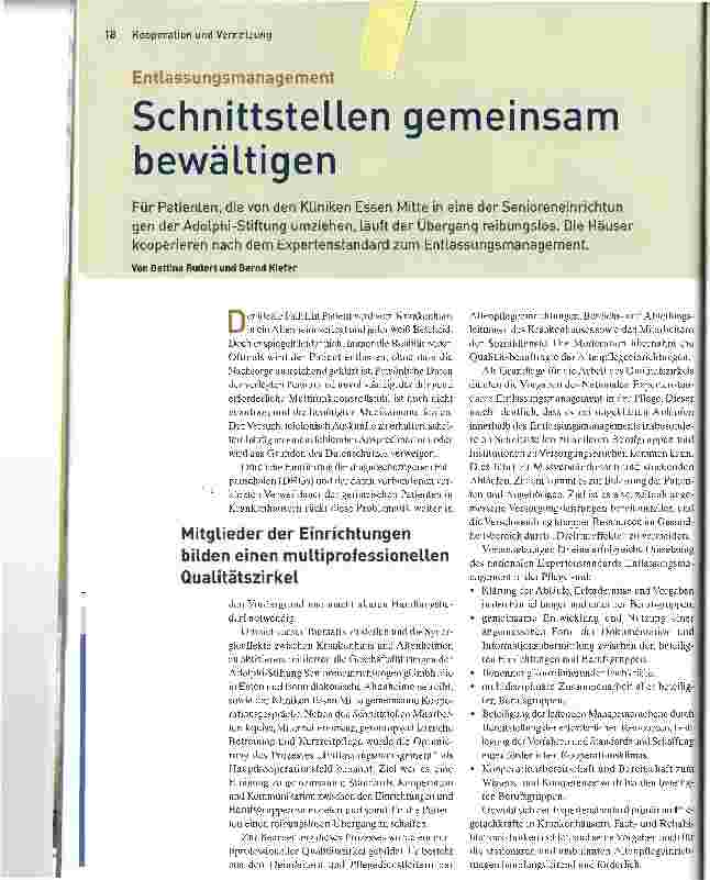 Vorschauseite 1: Schnittstellen gemeinsam bewältigenEntiassungsmanagement