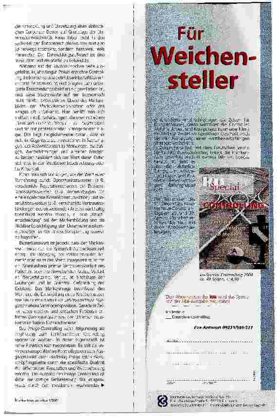 Vorschauseite 2: Notwendiges MarkenmanagementAuch für Imagebildung braucht man Controlling-Instrumente