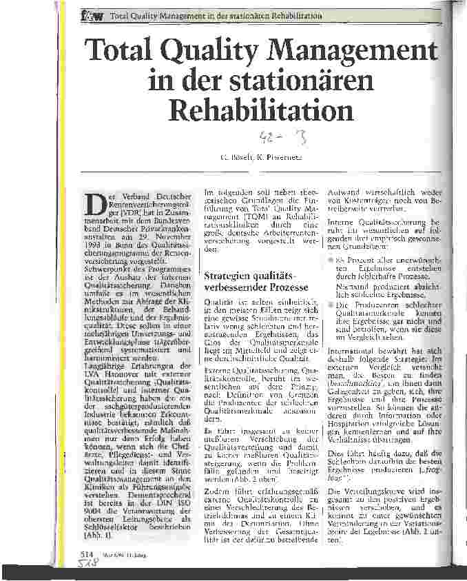 Vorschauseite 1: Total Quality Management in der stationären Rehabilitation