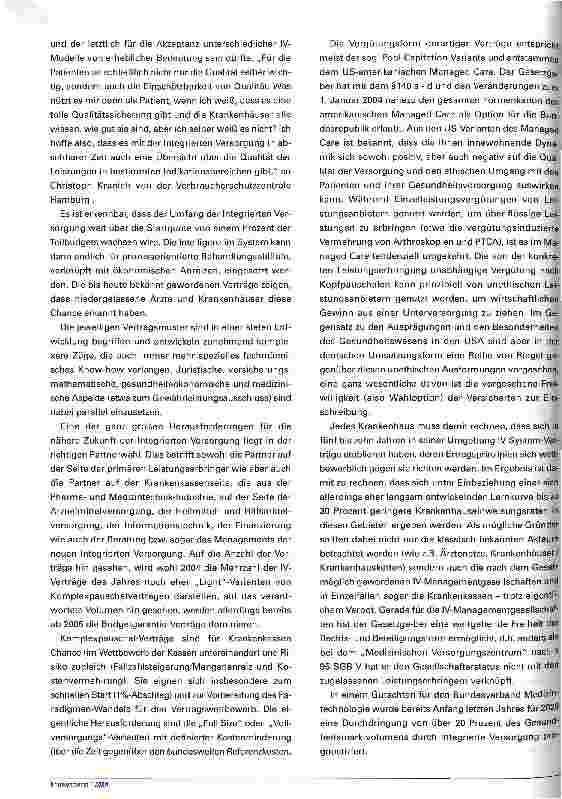 Vorschauseite 4: Trendprognose Integrierte VersorgungSteigender Wettbewerb, aber auch Chancen für große und kleine Kliniken