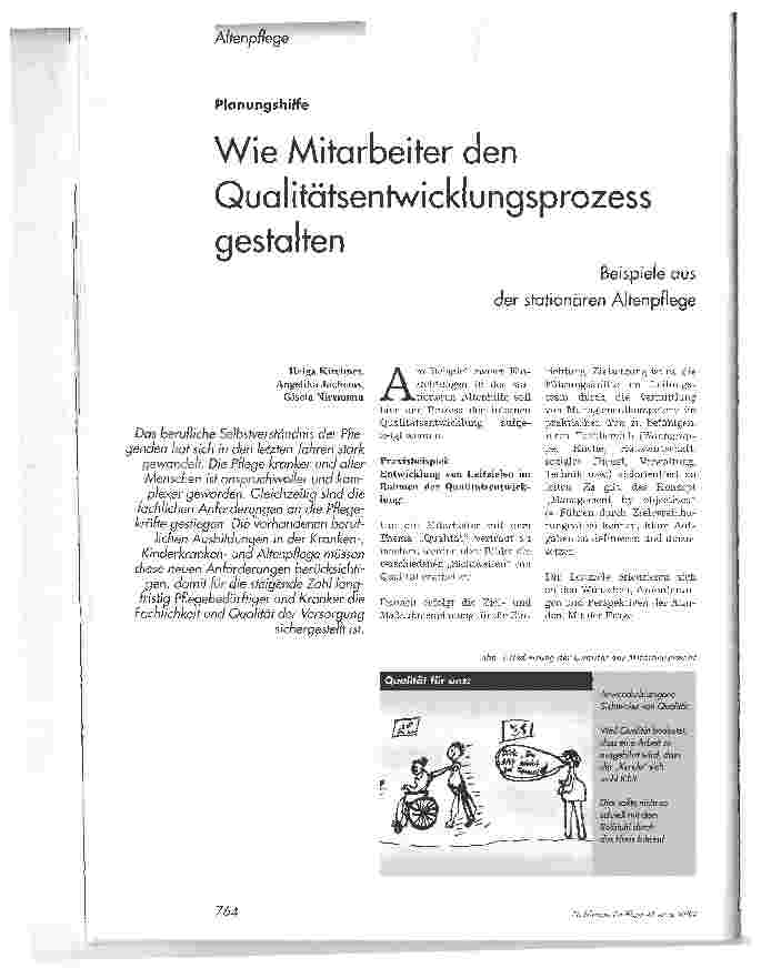 Vorschauseite 1: Wie Mitarbeiter den Qualitätsentwicklungsprozess gestaltenBeispiele aus der stationären Altenpflege