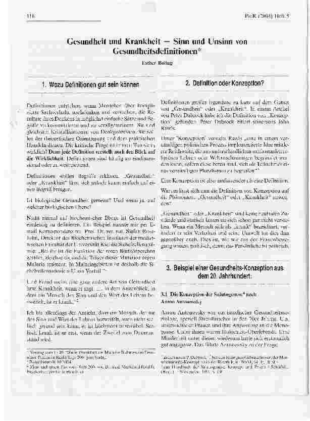 Vorschauseite 1: Gesundheit und Krankheit - Sinn und Unsinn von Gesundheitsdefinitionen