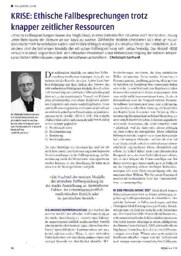 Vorschauseite 1: KRISE: Ethische Fallbesprechungen trotz knapper zeitlicher Ressourcen