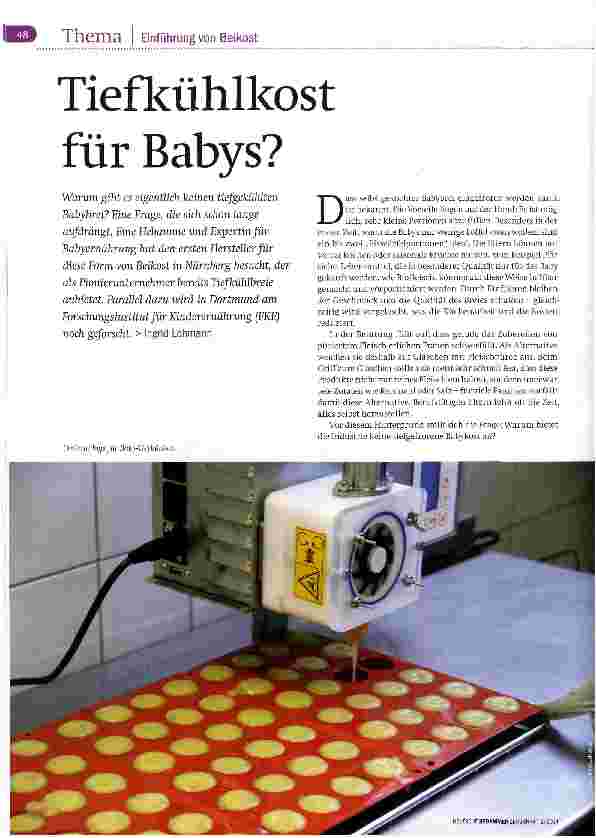 Vorschauseite 1: Tiefkühlkost für Babys?