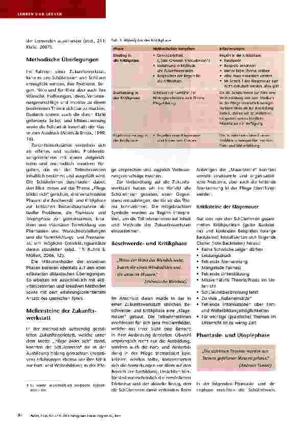 Vorschauseite 3: Zukunftswerkstatt „Pflege bildet sich Wenn Schüler Schule machen ... - Ein Gedankenexperiment