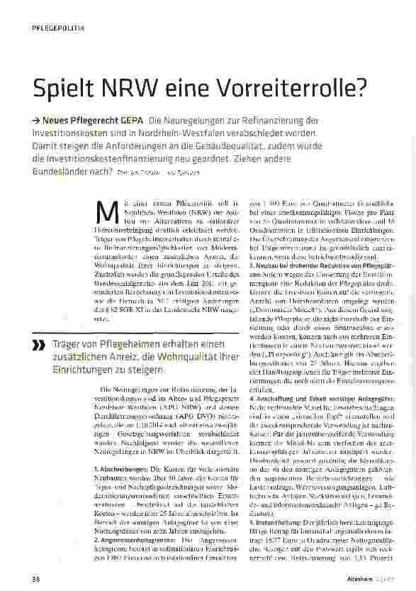 Vorschauseite 1: Spielt NRW eine Vorreiterrolle?