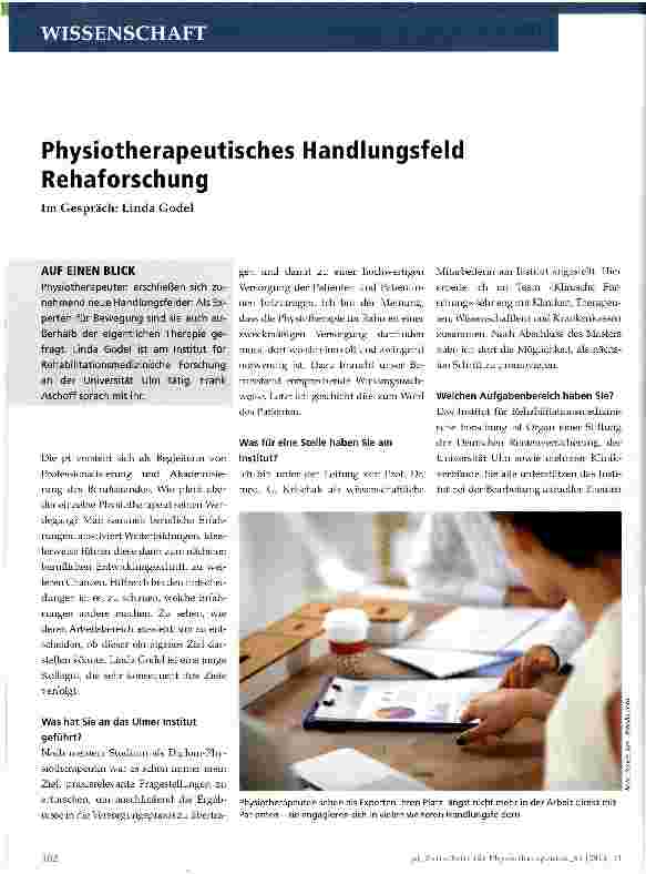 Vorschauseite 1: Physiotherapeutisches Handlungsfeld Rehaforschung