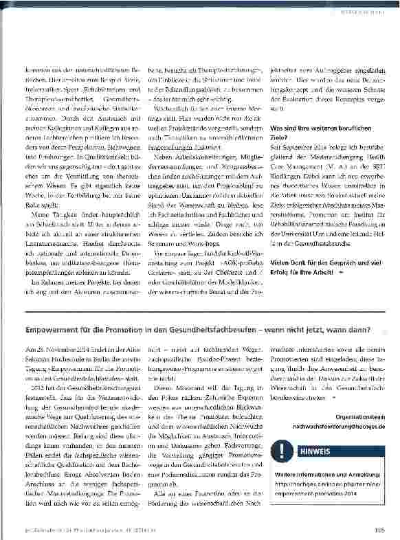 Vorschauseite 4: Physiotherapeutisches Handlungsfeld Rehaforschung