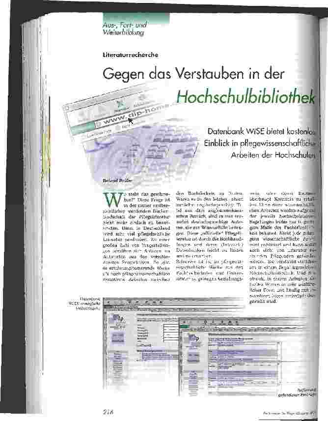 Vorschauseite 1: Gegen das Verstauben in der Hochschulbibliothek