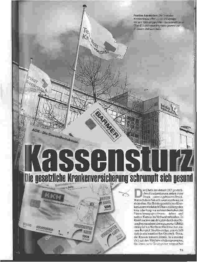 Vorschauseite 2: Kassensturz Die gesetzliche Krankenversicherung schrumpft sich gesund