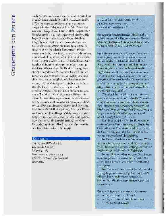 Vorschauseite 3: PSYCHISCH VERÄNDERTE MENSCHEN REAKTIVIERENINTERVIEW MIT DEM BEGRÜNDER DES PSYCHOBIOGRAPHISCHEN PFLEGEMODELLS: