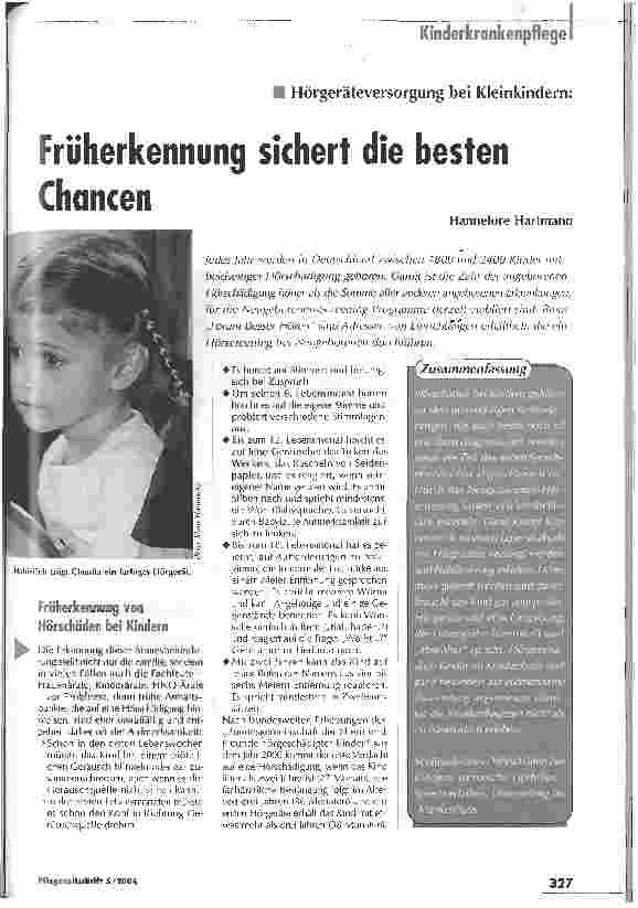 Vorschauseite 1: Früherkennung sichert die besten Chancen