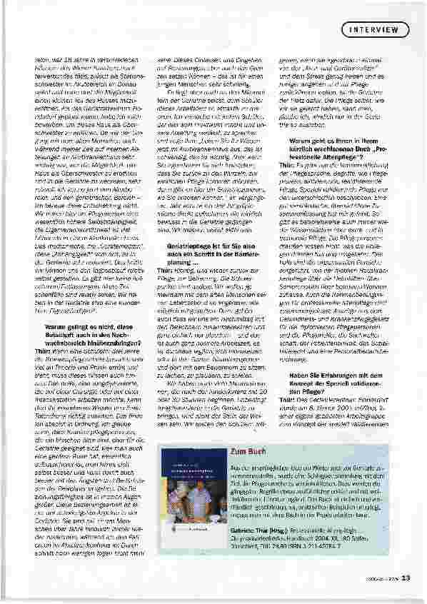 Vorschauseite 2: Zurück zu unseren WurzelnDIE GERIATRIE BIETET DER PFLEGE GROßE EIGENSTÄNDIGKEIT IN DER ARBEIT