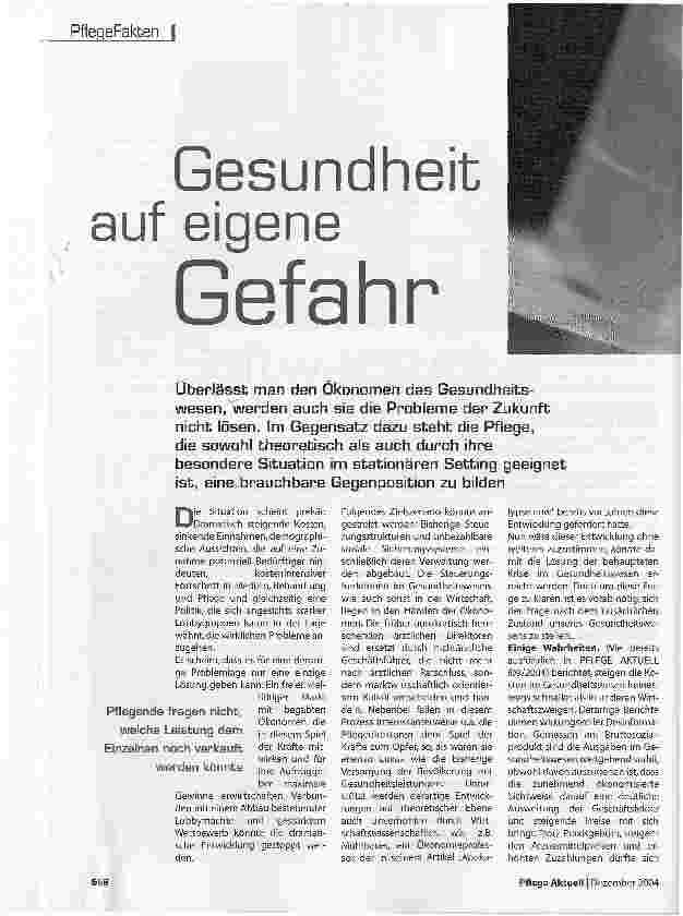 Vorschauseite 1: Gesundheit auf eigene Gefahr
