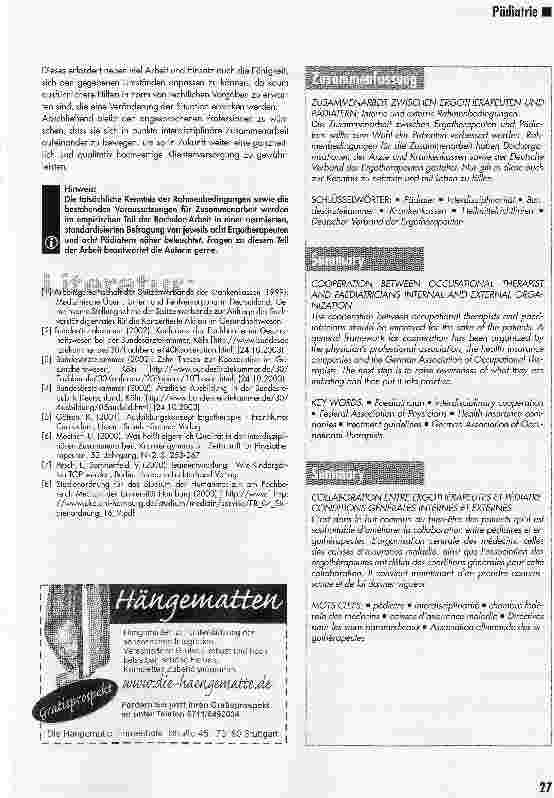 Vorschauseite 4: Zusammenarbeit zwischen Ergotherapeuten und Pädiatern